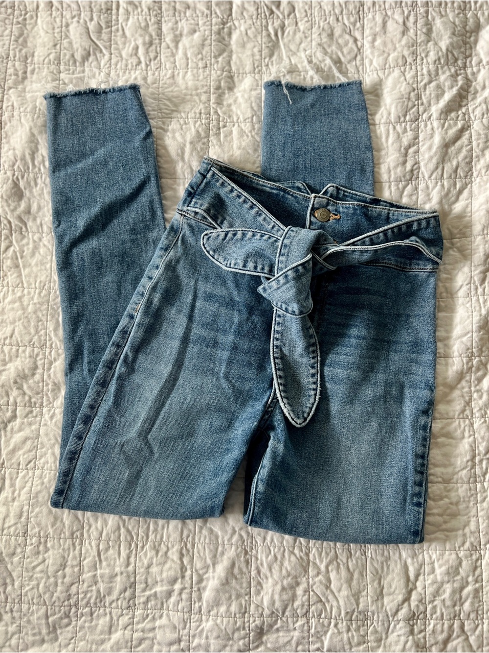 Abercrombie & Fitch Medium Blue High-Rise Tie-Waist Jeans
